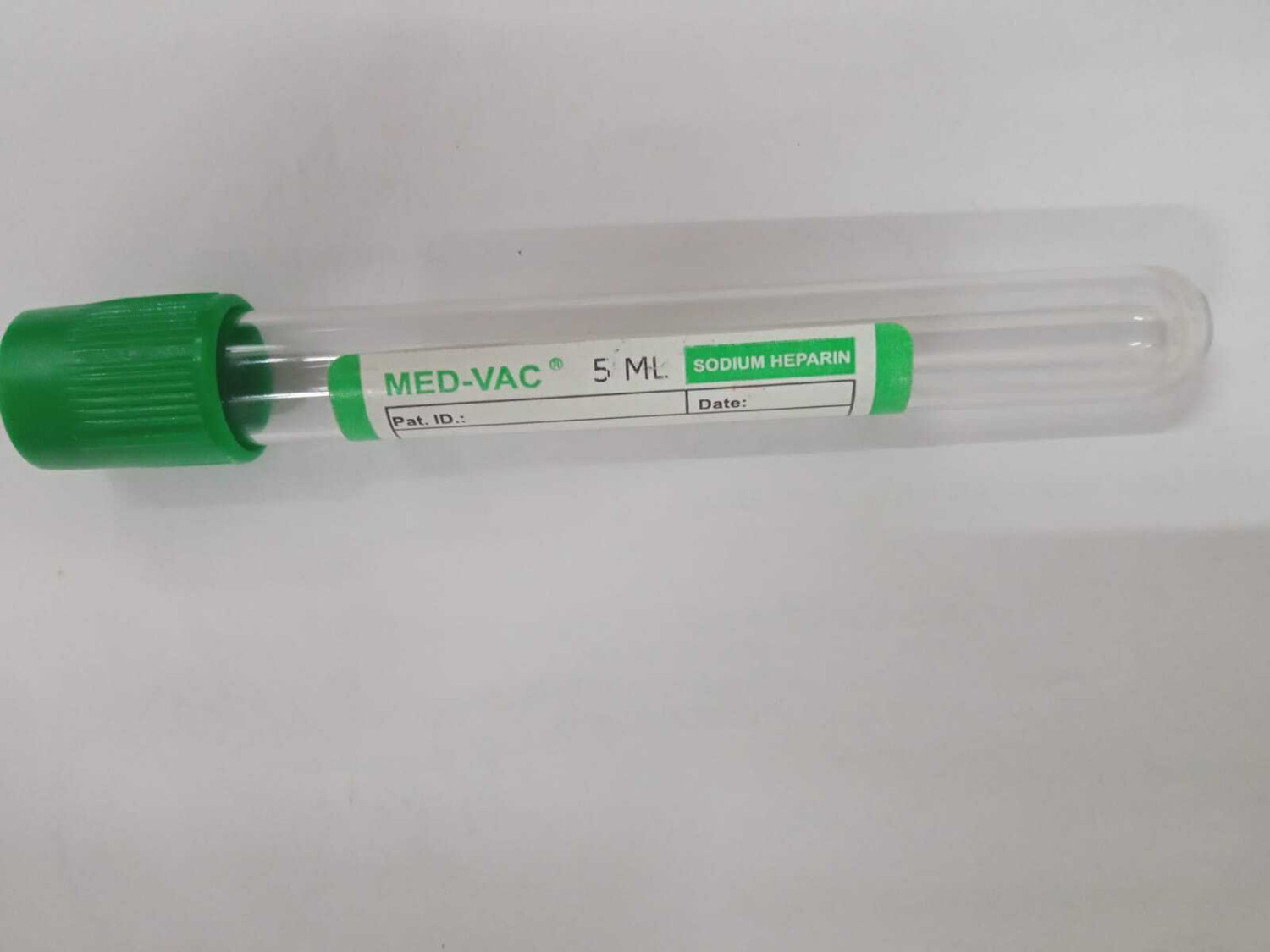 Med Vac Vacutainer Sodium Heparin 5 mL 400 Tubes Expiry February 2025